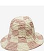 Color:Blush - Image 1 - Sadie Checkered Print Raffia Straw Bucket Hat