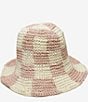 Color:Blush - Image 2 - Sadie Checkered Print Raffia Straw Bucket Hat