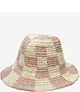Color:Blush - Image 3 - Sadie Checkered Print Raffia Straw Bucket Hat