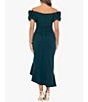 Color:Pine - Image 2 - 3D Ruffle Off-the-Shoulder Ruffle Front Ruched Detail Midi Dress