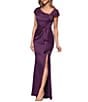 Xscape Asymmetrical Neck Stretch Mikado Long Dress - Image 1