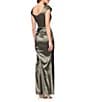 Xscape Asymmetrical Neck Taffeta Gown, Color:Olive - Image 2