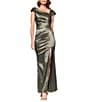 Xscape Asymmetrical Neck Taffeta Gown, Color:Olive - Image 3