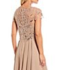 Color:Taupe - Image 4 - Beaded Bodice Round Neck Short Illusion Sleeve Chiffon Gown