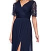 Xscape Beaded Short Sleeve Sheer Matte Jersey Gown - Image 5