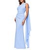 Xscape Bow One Shoulder Crepe Gown, Color:Periwinkle - Image 4