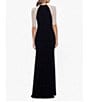 Color:Black/Nude/Silver - Image 2 - Caviar Beaded Mesh Short Sleeve Crew Neck Jersey Sheath Gown