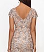Color:Rose/Gold - Image 4 - Floral Embroidered Lace Round Neck Cap Sleeve Sheath Dress