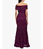 Color:Wine - Image 2 - Embroidered Off-the-Shoulder Short Sleeve Lace Sheath Gown