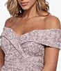Color:Taupe - Image 4 - Embroidered Off-the-Shoulder Short Sleeve Lace A-line Gown