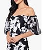 Color:Black/White - Image 5 - Floral Off-the-Shoulder Short Puff Sleeve Mermaid Gown