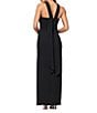 Xscape Halter Scuba Crepe Ruched Back Draping Sheath Gown, Color:Black - Image 2