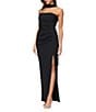 Xscape Halter Scuba Crepe Ruched Back Draping Sheath Gown, Color:Black - Image 3