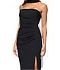 Xscape Halter Scuba Crepe Ruched Back Draping Sheath Gown, Color:Black - Image 4