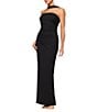Xscape Halter Scuba Crepe Ruched Sheath Gown, Color:Black - Image 3