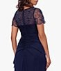 Color:Navy - Image 4 - Illusion Boat Neck Short Sleeve Gown
