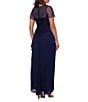 Xscape Illusion Boat Neck Short Sleeve Gown, Color:Navy - Image 2