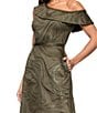 Xscape Jacquard Metallic One Shoulder A-Line Gown, Color:Olive - Image 4