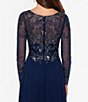 xscape lace sleeve chiffon gown