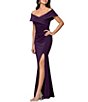 Xscape Long Tech Scuba Rouched Dress - Image 3