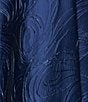 Xscape Metallic Printed Off-The-Shoulder Jacquard Gown, Color:Navy - Image 5