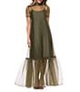 Xscape Mock Neck Organza Maxi Dress - Image 1