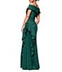 Xscape Off the Shoulder Ruffle Crepe Gown, Color:Hunter - Image 2