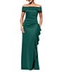 Xscape Off the Shoulder Ruffle Crepe Gown, Color:Hunter - Image 3