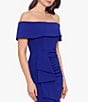 Color:Marine - Image 3 - Off-the-Shoulder Ruched Ruched Waist Scuba Crepe Thigh High Slit Gown