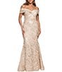 Xscape Off-the-Shoulder Soutache Long Gown - Image 1