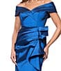 Xscape Off The Shoulder Taffeta Front Ruffle Dress, Color:Sapphire - Image 4