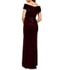 Xscape Off the Shoulder Velvet Ruffle Gown, Color:Burgundy - Image 2