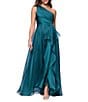 Xscape One Shoulder Cascading Side Ruffle Organza A-Line Dress - Image 1
