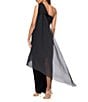 Xscape One Shoulder Chiffon Drape Dress, Color:Black - Image 2