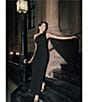 Xscape One Shoulder Chiffon Drape Dress, Color:Black - Image 8