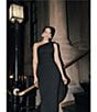 Xscape One Shoulder Chiffon Drape Dress, Color:Black - Image 9