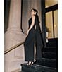 Xscape One Shoulder Chiffon Drape Dress, Color:Black - Image 11