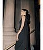Xscape One Shoulder Chiffon Drape Dress, Color:Black - Image 12