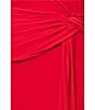 Xscape One Shoulder Neck Sleeveless Ruched Front Drape Sheath Gown, Color:Red - Image 5