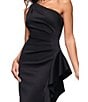 Xscape One Shoulder Ruched Ruffle Midi Dress - Image 4