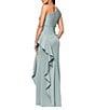Xscape One Shoulder Side Ruffle Scuba Crepe Gown, Color:Sage - Image 2