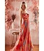 Xscape Petite Size Abstract Print Pleated Chiffon Halter Neck Sleeveless Maxi Dress, Color:Fuschia/Multi - Image 6