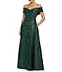 Xscape Petite Size Brocade Print Off-The-Shoulder Gown - Image 3