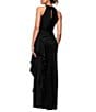 Xscape Petite Size Halter Neck Ruffle Tech Scuba Gown, Color:Black - Image 2