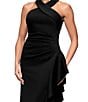 Xscape Petite Size Halter Neck Ruffle Tech Scuba Gown, Color:Black - Image 4