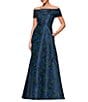 Xscape Petite Size Jacquard Off-The-Shoulder Gown - Image 1