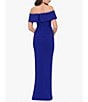 Color:Marine - Image 2 - Petite Size Off-the-Shoulder Sleeveless Ruched Side Long Scuba Dress