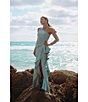 Xscape Petite Size One Shoulder Side Ruffle Scuba Crepe Gown, Color:Sage - Image 7