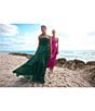 Xscape Petite Size Organza Strapless Ruffle Front Gown, Color:Green - Image 6