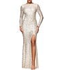 Xscape Petite Size Sequin Long Sleeve Gown - Image 1